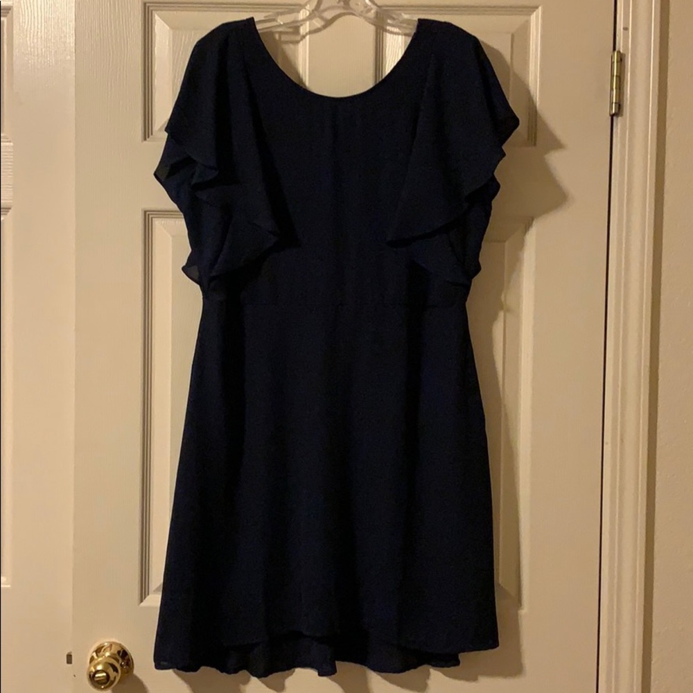 NWT Maurice’s Ruffle Sleeve Navy Dress